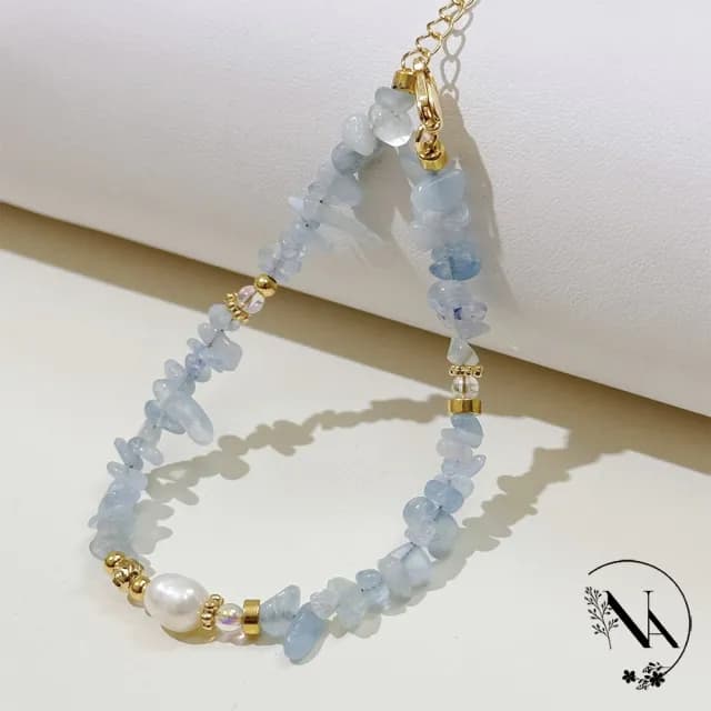 【NANA】雙11 輕奢海藍寶珍珠手鍊 H114101506(輕奢 海藍寶 珍珠 手鍊)