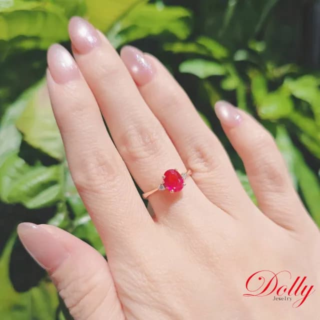 【DOLLY】18K金 緬甸紅寶石鑽石戒指-013(母親節 長輩送禮 交換禮物首選)