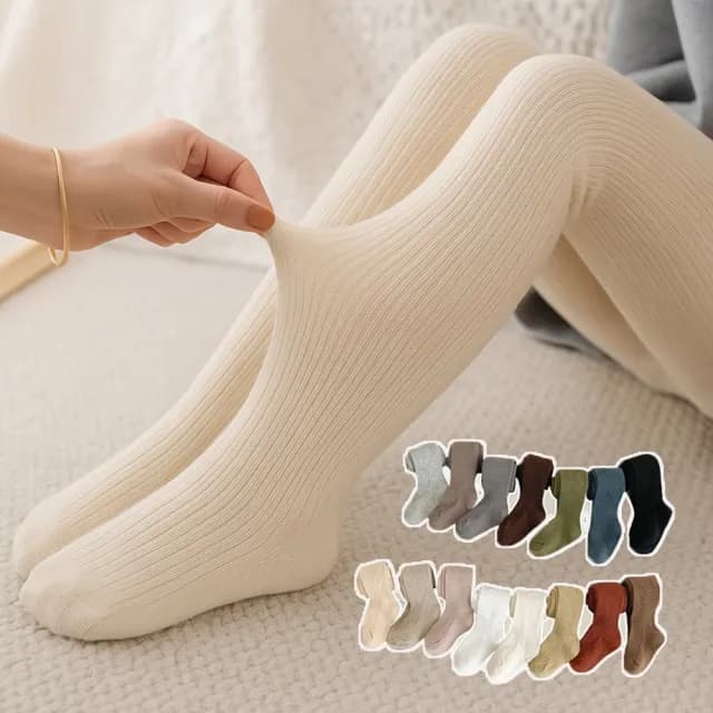 【橘魔法】百搭細條羅紋褲襪(連褲襪 襪子 大童 兒童 褲襪 內搭褲 女童 洋裝搭配 童裝)