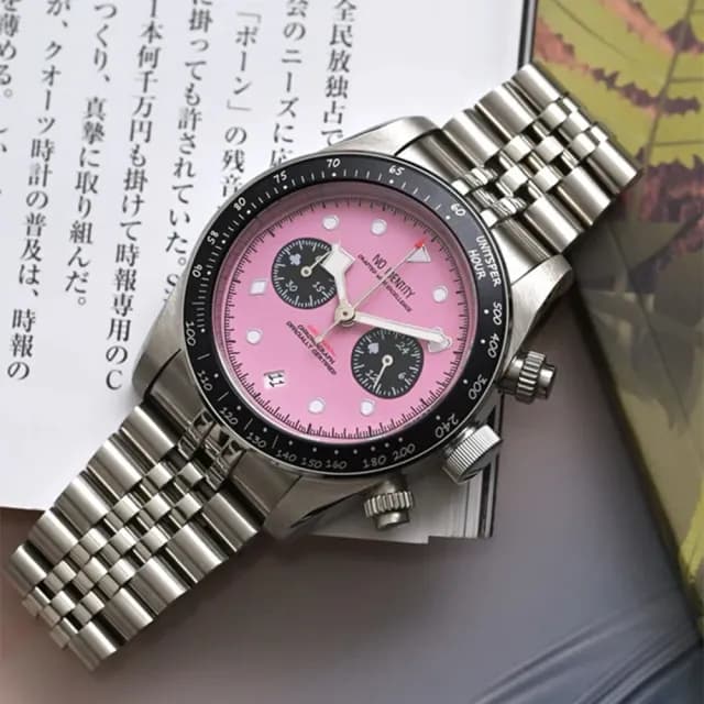 【NO IDENTITY】邁阿密粉 熊貓錶 男錶 手錶(TT41S202PK2)