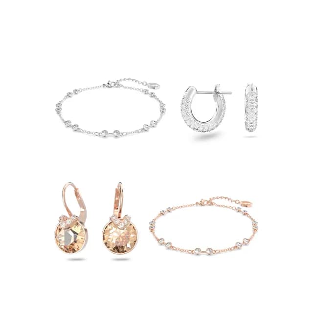 【SWAROVSKI 施華洛世奇】Remix/Bella V/Dextera 手鏈/耳環 圓形 鍍玫瑰金色/鍍白金色(4款任選_情人節禮物)