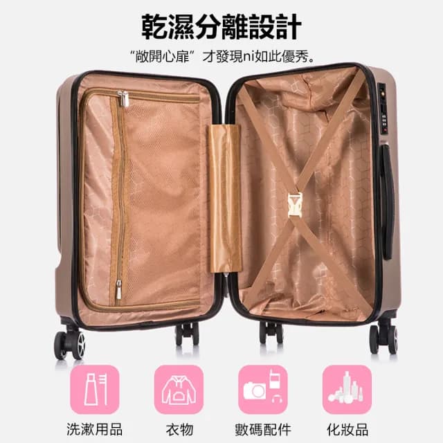 20寸行李箱 旅行登機箱 靜音萬向輪拉桿箱 密碼鎖防刮耐摔登機箱(行李箱、拉桿箱、登機箱)