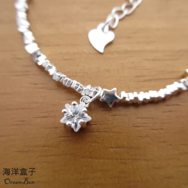 【海洋盒子】閃亮碎銀子星星S999足銀純銀手鍊(女用手鍊.聖誕禮物.交換禮物)