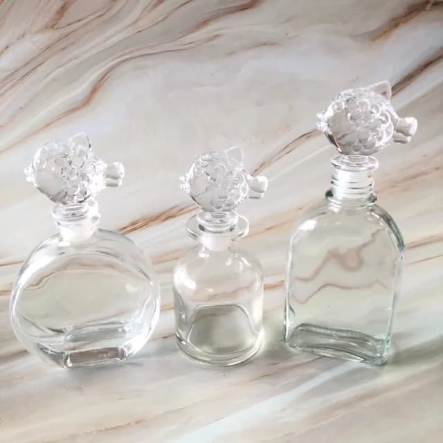 【A-ONE 匯旺】擴香瓶 小魚造型瓶蓋 100ml 永生花玻璃 浮游花圓瓶 漂浮瓶 許願瓶 斜肩瓶