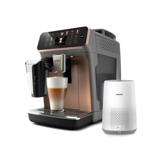 【Philips 飛利浦】LatteGo全自動義式咖啡機-曜光金(EP5544/80)＋PM0.003奈米級空氣清淨