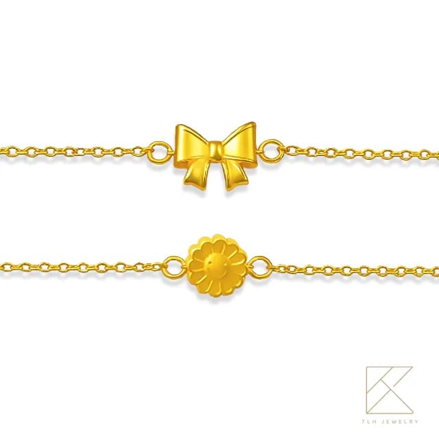 【TLH】雙11 黃金墜手鍊 微笑的約定 純金999 約重0.07錢±0.01(生日禮 情人)