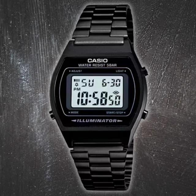 【CASIO 卡西歐】懷舊設計復古造型時尚電子錶 黑 35mm(B640WB-1A)