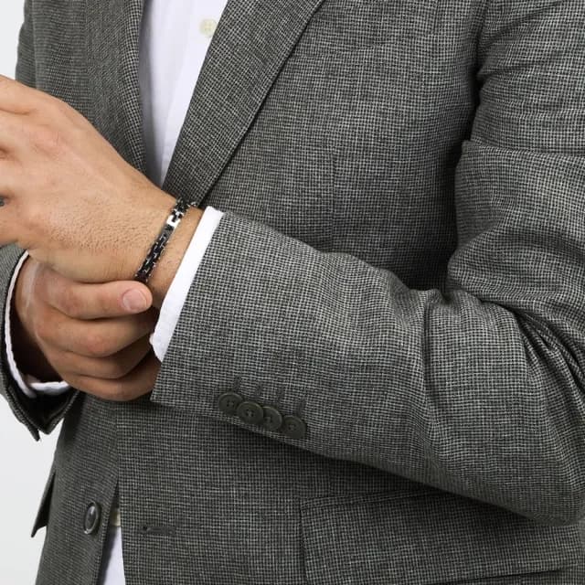 【MASERATI 瑪莎拉蒂】Ceramic 陶瓷尊雅三叉戟不鏽鋼手鍊-黑色 JM425ATZ64