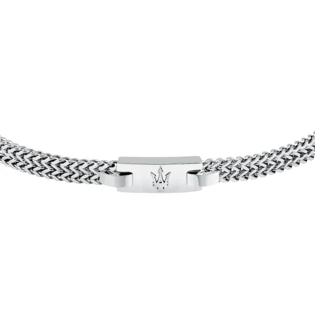 【MASERATI 瑪莎拉蒂】Iconic 經典之徽三叉戟不鏽鋼編鋼手鍊-銀色 JM425AVD104