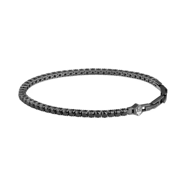 【MASERATI 瑪莎拉蒂】Tennis 星曜恆環不鏽鋼鋼手鍊-槍灰色 JM425AVC08