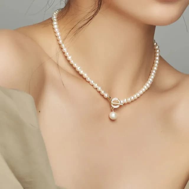 【Golicc】買一送一 珍愛典藏輕奢 水晶珍珠項鍊(雙11 聖誕節 生日 鎖骨鍊 項鍊 飾品 禮物)