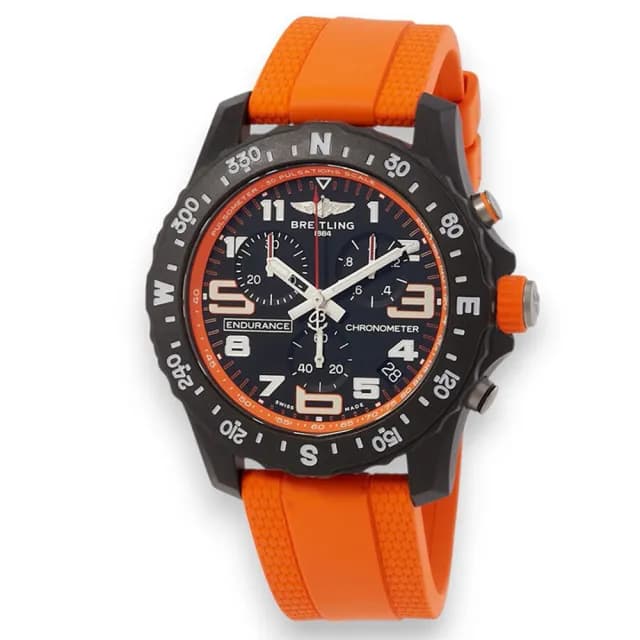 【BREITLING 百年靈】Endurance Pro 石英計時橡膠手錶x橘色x44mm(X82310A51B1S2)