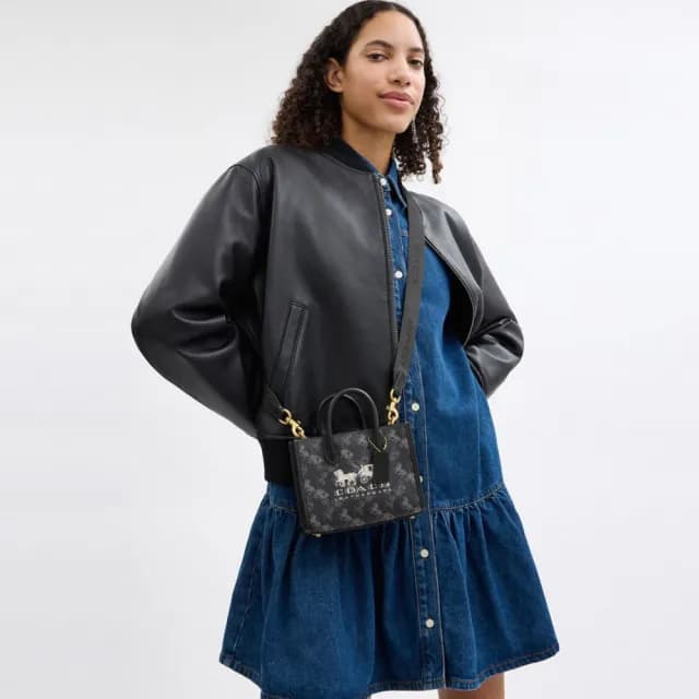 【COACH】蔻馳官方直營 ACE 17 馬車主題圖案印花托特手袋 托特包-多色任選(CT890)