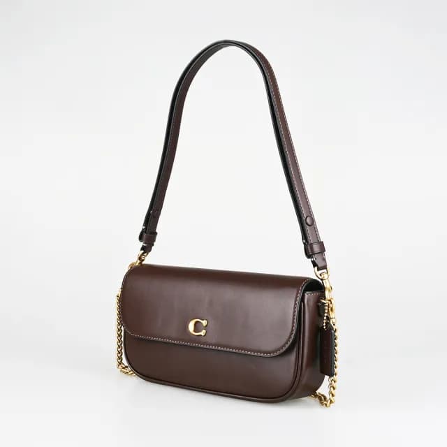 【COACH】COACH BROOK 翻蓋斜背手袋/肩背手提鏈條包(小/楓葉褐)