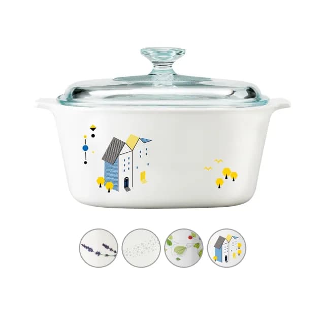 【CorelleBrands 康寧餐具】3L方形康寧鍋(多花色可選)