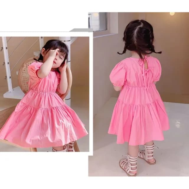 【橘魔法】飄飄裙擺襯衫棉洋裝(連身裙 連衣裙 短袖洋裝 女童 兒童 童裝)