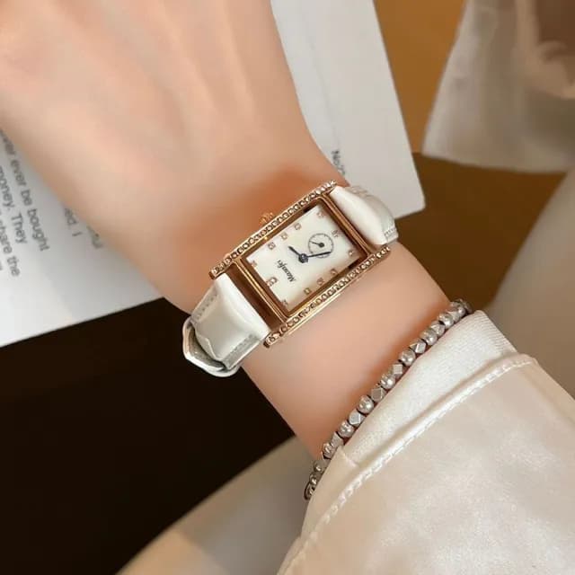 【MoonDy】雙11 手錶 腕錶 女生手錶 皮帶手錶 鑲鑽手錶 方型手錶 氣質腕錶 小方錶 石英手錶 皮革手錶