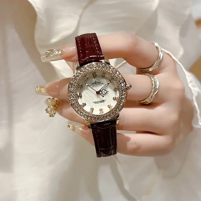 【MoonDy】雙11 手錶 腕錶 指針手錶 鑲鑽手錶 女生手錶 防水手錶 皮帶手錶 石英手錶 氣質腕錶 石英手錶