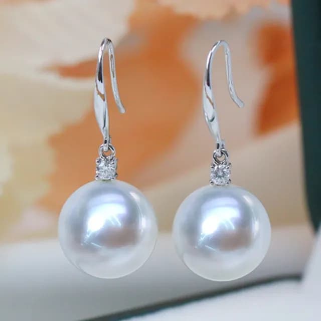 【La Corser】王妃款耳勾 9-9.9mm 澳洲南洋澳白珍珠 天然海水珍珠 耳飾 18K金 耳環 鑽石 時尚飾品