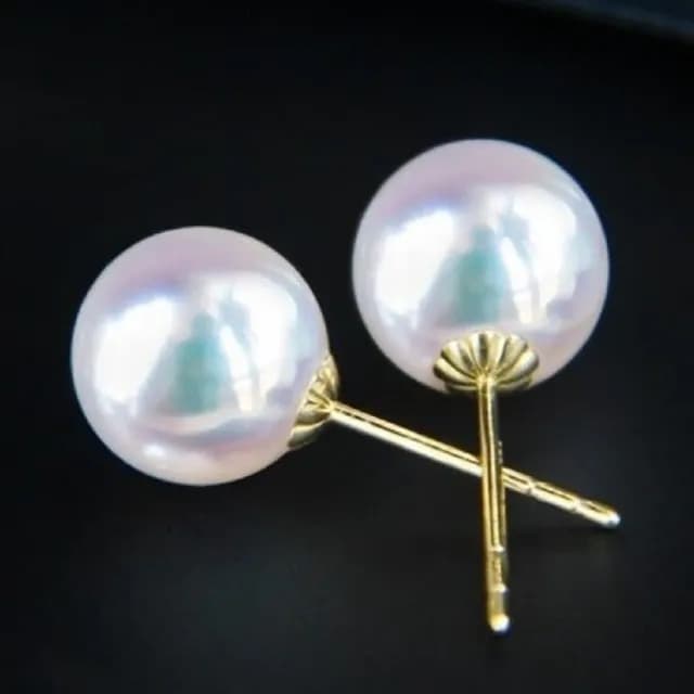 【La Corser】7.5-8mm 日本 Akoya 海水珍珠耳釘 18K金 天女級珍珠耳飾 簡約耳環 通勤百搭