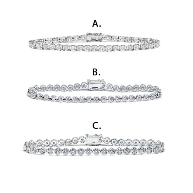 【ID】經典2克拉鑽石Tennis手鍊 牛頭 六角形 包鑲 任選(培育鑽石)