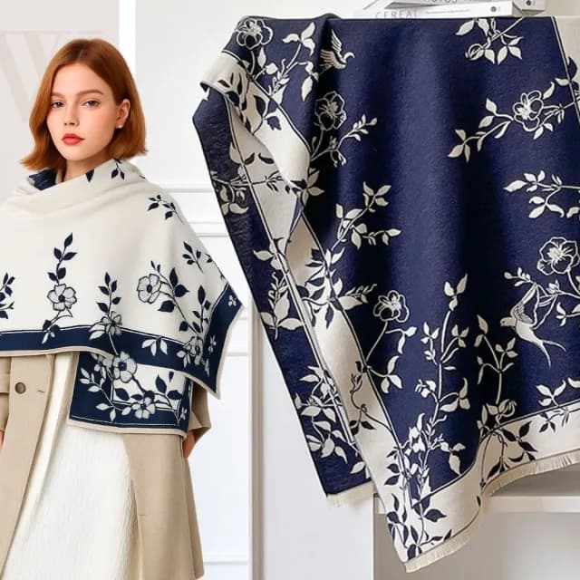 【WOONUE】60款超柔羊毛絨質感圍巾冷氣披肩百搭貓咪圍巾絲巾斗篷黑白(生日禮物媽媽女友老婆聖誕禮物情人)