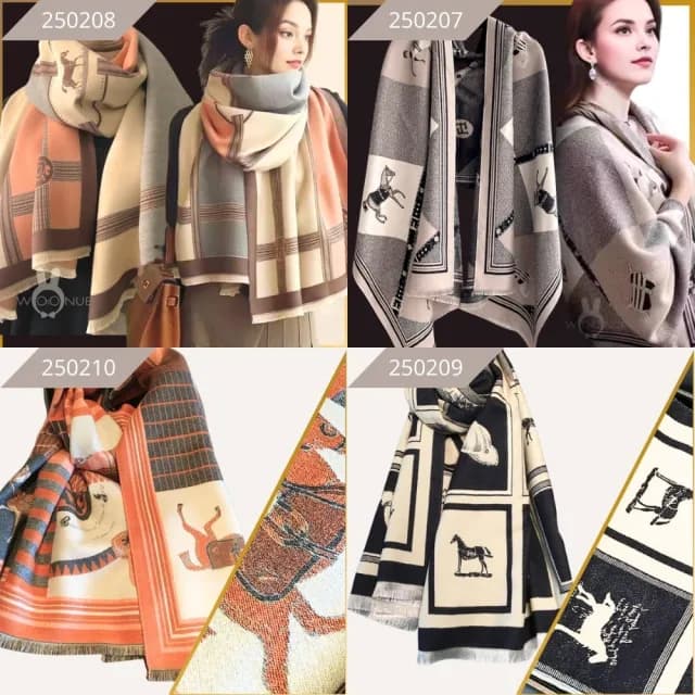 【WOONUE】60款超柔羊毛絨質感圍巾冷氣披肩百搭貓咪圍巾絲巾斗篷黑白(生日禮物媽媽女友老婆聖誕禮物情人)