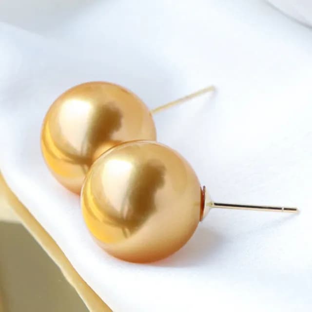 【La Corser】簡單款 12-13mm 南洋金珠 耳環 18K金 天然海水 濃金珍珠 耳飾 正圓強光珍珠