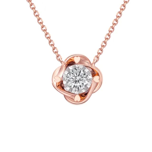 【Emperor Diamond 京華鑽石】鑽石項鍊 18K金 玫瑰金 天然鑽石 0.12克拉 摯愛系列(愛心項鍊)