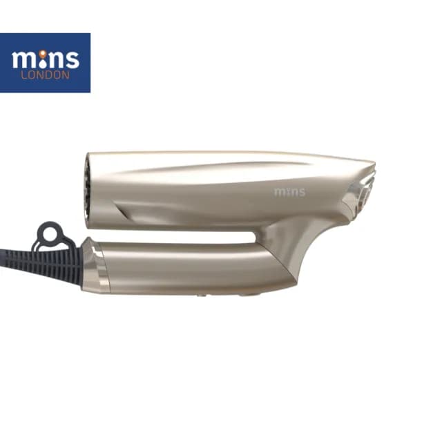 【Mins London】AYO 正負離子吹風機（薄霧金）(全配-磁吸吹嘴x2 / 烘罩 / 收納袋)