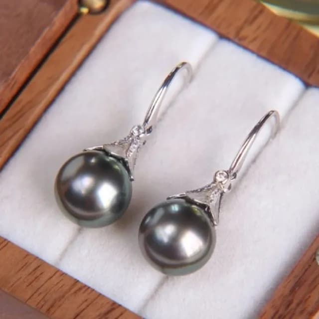 【La Corser】10-11mm 大溪地黑珍珠 耳勾 海水黑珍珠 天然珍珠 18K金 優雅 氣質 百搭 時尚珍珠耳飾