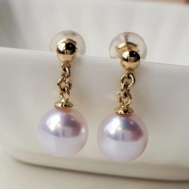 【La Corser】精緻百搭款 9-9.5mm 日本 Akoya 天然海水珍珠 耳環 耳釘 18K黃金 天女級 正圓珍珠 耳飾