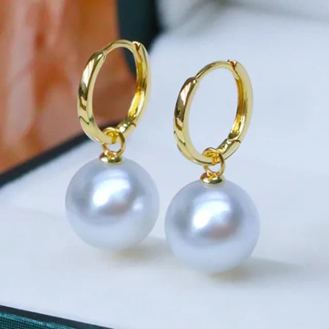 【La Corser】兩戴款 9-9.9mm 南洋澳白珍珠 天然海水珍珠 耳環 18K金 耳飾 耳圈 正圓強光 耳扣設計 優雅