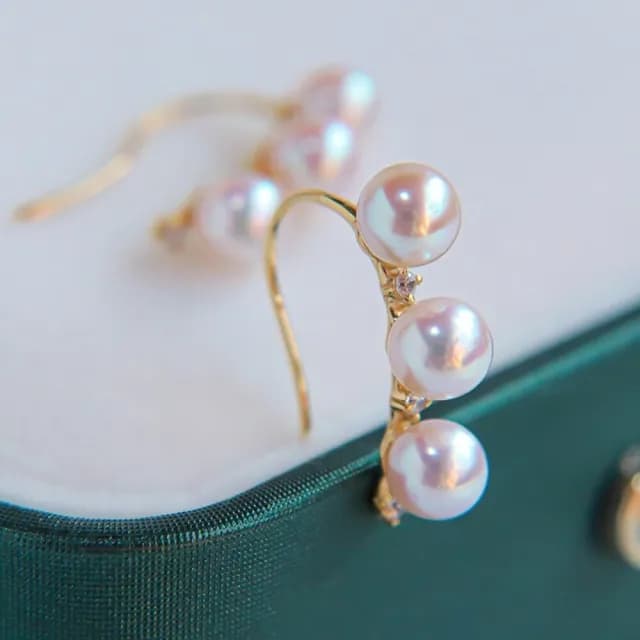 【La Corser】4.5-5mm 日本進口 Akoya 天然海水珍珠 18K金 耳飾 耳勾設計 優雅氣質 百搭