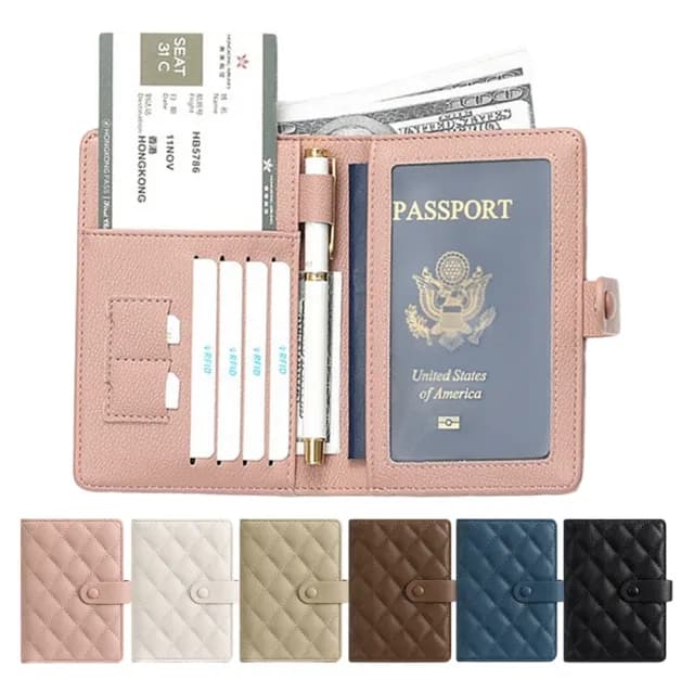 【Her】雙11 RFID防盜 護照套 菱格紋護照夾 多層收納 證件夾 護照夾 收納卡夾 sim卡收納 零錢包(出國旅遊必