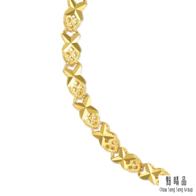 【點睛品】機織素鍊 十字鑽砂 黃金手鍊_計價黃金(17cm)