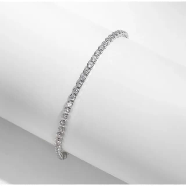 【鉅曜】2克拉鑽石手鏈 泡泡鑽 培育鑽石 D-E等級 （925銀 5分鑽 總重2克拉）(培育鑽石 總重2克拉)
