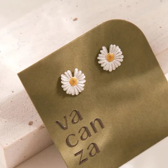 【vacanza】銀邊雛菊 純銀耳環