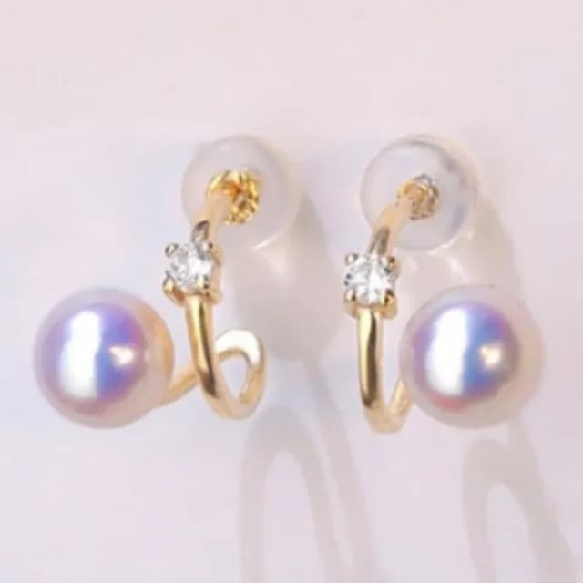 【La Corser】6-6.5mm 日本 Akoya 海水珍珠 耳勾 18K黃金 迷你小珍珠 耳環 耳飾 正圓珍珠 天女級