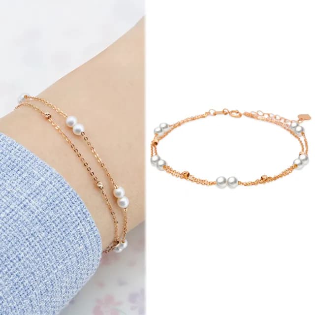 【JR.L金瑞利珠寶】雙11 天然珍珠 天使戀人18K金珍珠手鍊(約2-2.5MM)