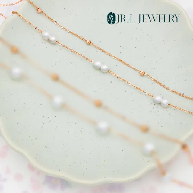 【JR.L金瑞利珠寶】雙11 天然珍珠 天使戀人18K金珍珠手鍊(約2-2.5MM)