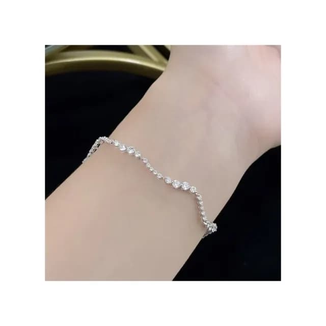 【鉅曜】18K白金 流光豪華時尚排鑲滿鑽手鍊 （培育鑽石 鑽石 真鑽(培育鑽石 鑽石手鍊 鑽石)