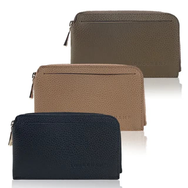 【LONGCHAMP】LE FOULONNE系列牛皮卡片零錢包(多色選)