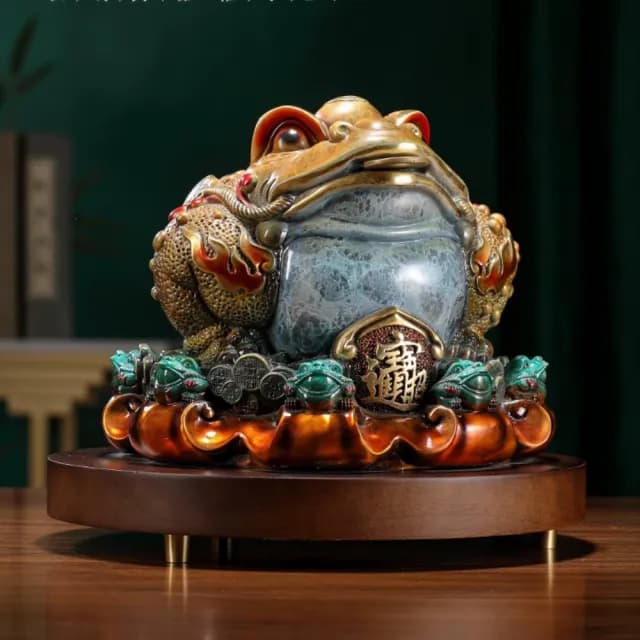 【造物】大銅世家八方來財 金蟾黃銅擺件19*19CM(擺飾 桌面擺飾 開運擺件 喬遷開業禮品)