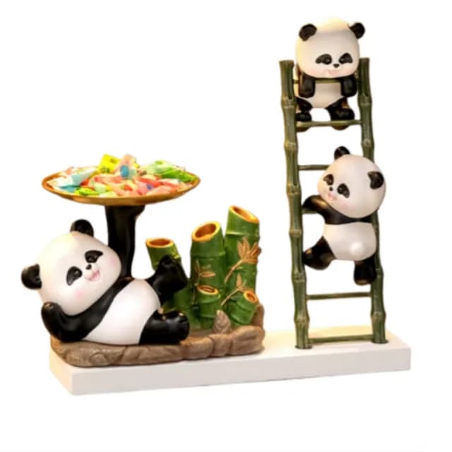 【超微米】熊貓鑰匙收納玄關擺件 高級感小眾入戶客廳家居裝飾品(喬遷新居禮物)