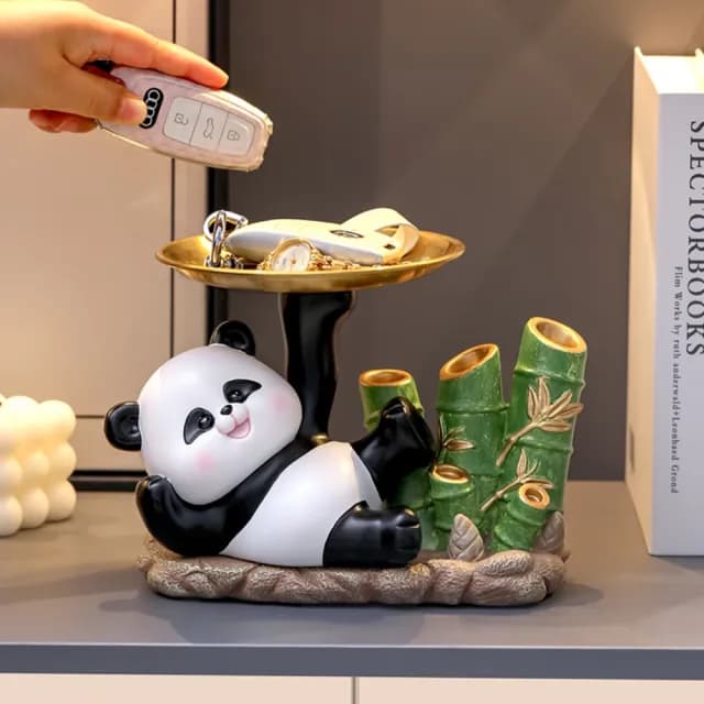 【超微米】熊貓鑰匙收納玄關擺件 高級感小眾入戶客廳家居裝飾品(喬遷新居禮物)