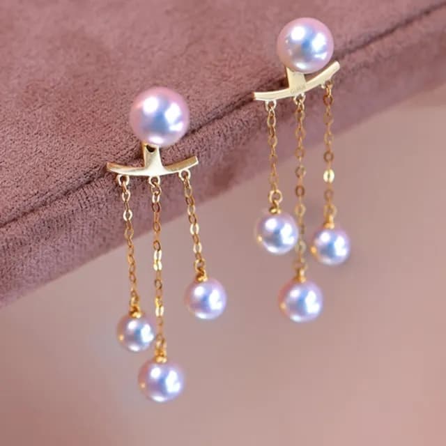 【La Corser】5-7.5mm 天然日本 Akoya 海水珍珠 耳環 極強光 兩用款 耳飾 18K黃金 天女級 耳釘