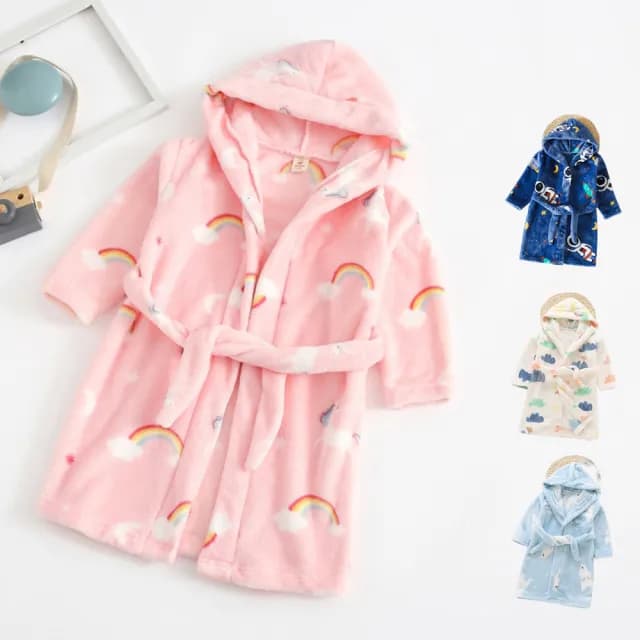 【橘魔法】柔軟超細法蘭絨柔軟睡袍(兒童 浴袍 外套 居家服 中童 男童 女童 兒童 童裝 大童)