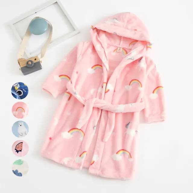 【橘魔法】柔軟超細法蘭絨柔軟睡袍(兒童 浴袍 外套 居家服 中童 男童 女童 兒童 童裝 大童)