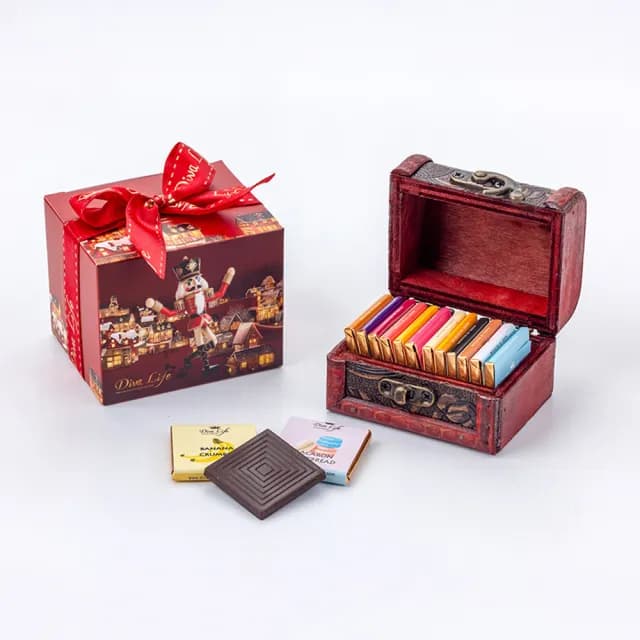 【Diva Life】聖誕胡桃鉗 比利時巧克力片12入迷你珠寶盒(交換禮物)